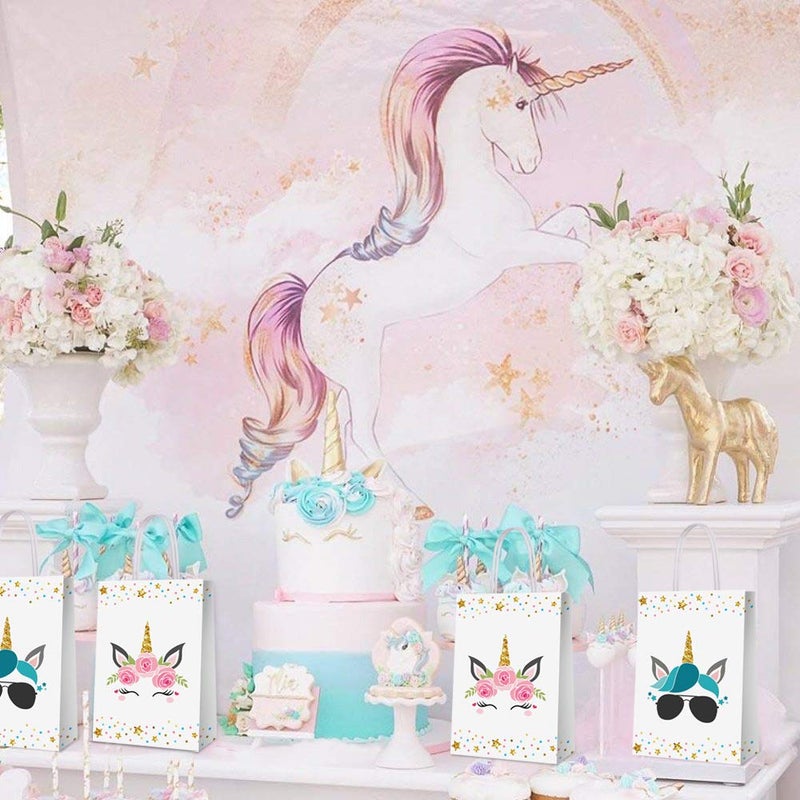BCHOCKS 16 PCS Unicorn Party Favor Bags for Birthday Supplies - Gift Goody Treat Candy Bags for Girls Kids Decorations - Image 4